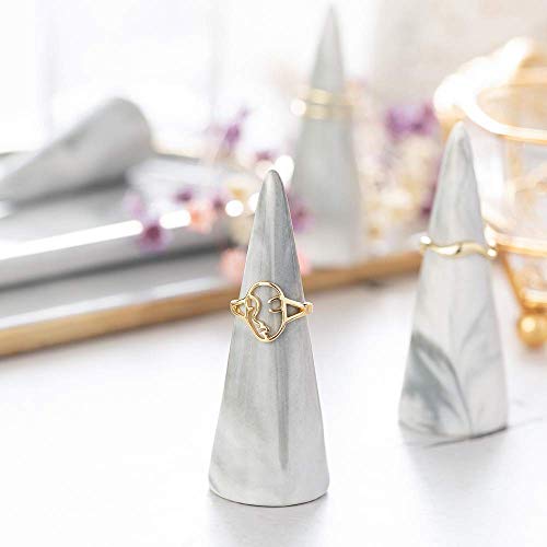 Modern Marble Ring Holder For Nightstand Ceramic Cone Tower Shape Decorative Display Stand For Jewelry Ring/Men Ring Holder 2Pcs Set #TOP2