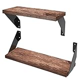 Heavy Duty Angle Shelf Brackets 10 Inch Anti-Rust Floating Shelves Support Brackets Decorative Shelf Brackets Industrial Rustic Farmhouse Flat Curved Black for 10-12 Inch Board( 4-Pack Hardware Only)