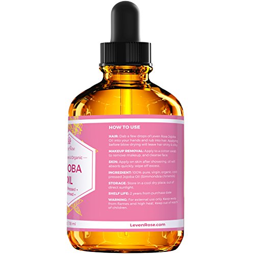 Jojoba Oil By Leven Rose, Pure Cold Pressed Natural Unrefined Moisturizer For Skin Hair Body And Nails 4 Oz #TOP3