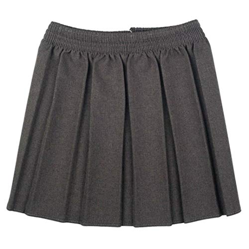 L S U Girls School Skirts Box Pleated Fully Elasticated Waist Skirt Kids School Uniform New (11-12 Years, Grey)