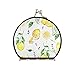 Hand Drawn Seamless Yellow Lemons Lavender Flowers Leaves on White Compact Makeup Mirror, Twin-Sided Cosmetic Mirror with 2 x 1x Magnification, Buckle Folding Mini Pocket Portable Hand Mirror