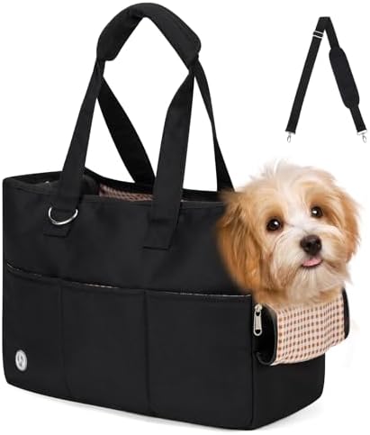 Dog Carrier for Small Dogs with 5 Large Pockets, Portable Pet Carrier Tote Cat Carrier, Crossbody Collapsible Travel Puppy Carrier – Ideal for Business, Travel, and Outings