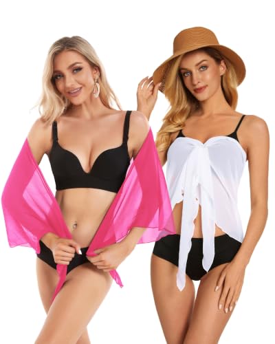 Image of CHICGAL 2 Pieces Women Beach Sarong Bathing Suit Wrap Skirt Sheer Bikini Swimsuit Cover Ups for Swimwear