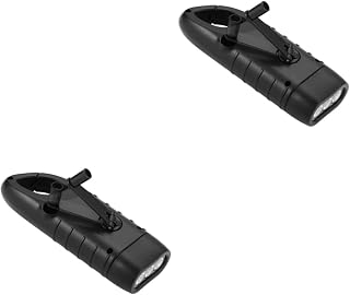 INOOMP 2pcs Torch Crank Hiking Portable Solar Emergency LED Hand Light Sports Survival Outdoor Flashlight Rechargeable for Powered Reusable Camping Power