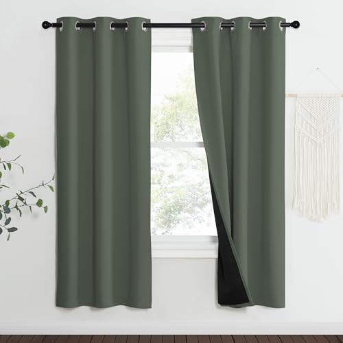 Image of NICETOWN 100% Blackout Curtains 70 inch Long, Pair of Energy Smart & Noise Blocking Out Drapes for Baby Room Window, Thermal Insulated Guest Room Lined Window Dressing(Dark Mallard, 37 inch Wide)