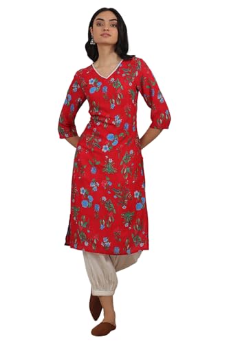 Image of W for Woman Pink Bold Geometric Printed Pure Cotton Straight Kurta
