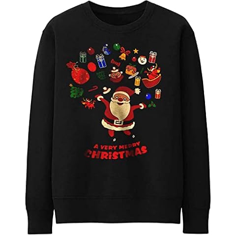 Kids Boys Girls Unisex Dabbin Santa Gift Merry Long Sleeves Christmas Sweatshirt Top 7/13 Yrs (9-10 Years, Black) Cover