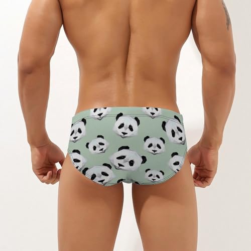 Geometrical Panda Mens Swim Briefs Bikini Sexy Low Rise Trunks Swimsuit Bathing Suit Beach2