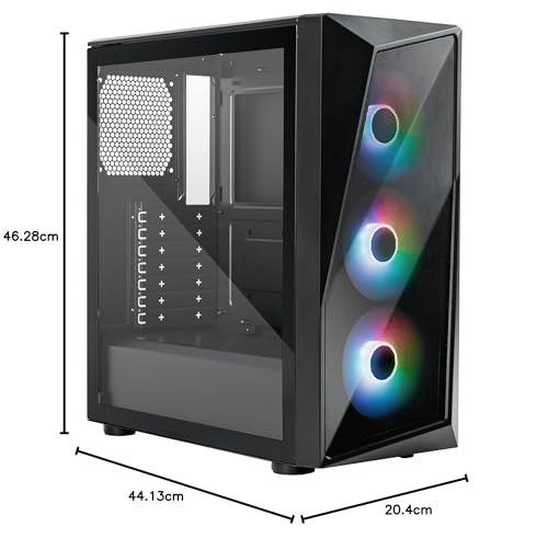 Cooler Master CMP 520 Boitîer PC - Chassis ATX Moyen Tour & Panneau Avant Intake en Mesh, 3 x Ventilateurs ARGB 120mm, Latéral Verre Trempé, Refroidissement Polyvalent, Cage PSU Ventilée, Le Noir