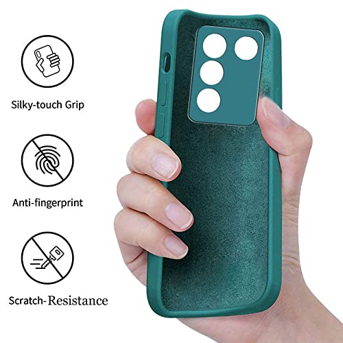 Image of A rtistque Liquid Silicone Back Cover Case for Vivo V27e 5G Matte Shockproof TPU Soft Flexible with Camera Protection - Green