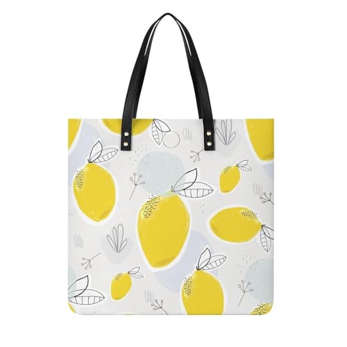 Grand sac à main jaune citron en toile 39x39cm | Tote bag shopper léger et ultra logeable