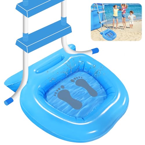 Jarquia Inflatable Pool Foot Bath Basin Foldable Foot Soaking Basin for Swimming Pool Collapsible Foot Soaking Tub for Entry Ladder (Blue)