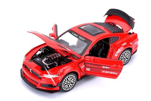 Image of Kids Toy car Playsets Diecast Metal Car 1:32 Scale GT500 Toy Cars for Kids Pull Back Metal Cars with 4 Openable Doors Light and Musical Sound (Multi)