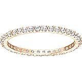 Swarovski Vittore Ring, Clear Crystals with a Rose Gold-Tone PVD Finished Band, Size 5, Part of the Swarovski Vittore Collection