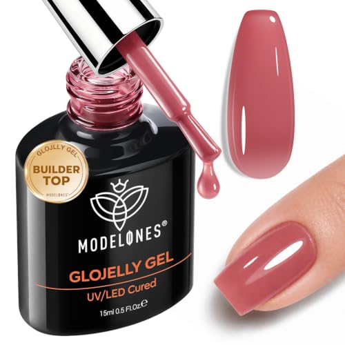 Image of modelones Jelly Rose Pink Builder Nail Gel Top Coat Gel Polish in One 15ML