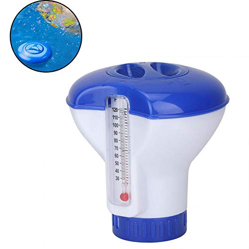 FengJ 5-Inch Floating Chemical Chlorine Dispenser,Pool Dispenserwhit Automatic Thermometer Disinfection Applicator Pump(2pcs)