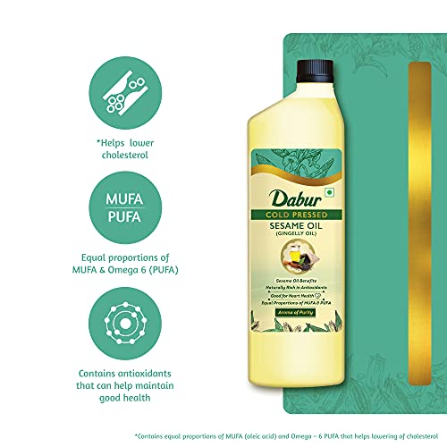 Image of Dabur Cold Pressed Sesame(Gingelly) Oil, 1 L (Pack of 3)