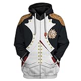 Historical Hoodie Revolutionary War Uniform Costume 3D Printed Army Jacket Halloween Costume (Large,Napoleon Bonaparte)