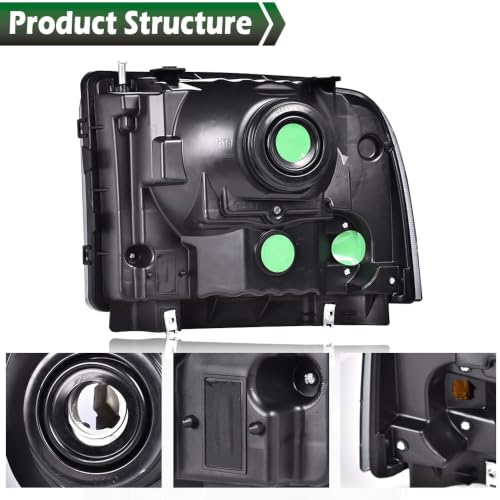 Image of GRAND ORANGE Headlights Fit 1999-2004 Ford F250 F350 F450 F550 Super Duty