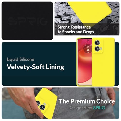 Image of SPRIG Compatible with Moto G96 Premium SilkTone Silicone Back Cover Drop Tested Shock Proof Mobile Case for Men, Women, Boys and Girls with Camera Protection (Shining Yellow)