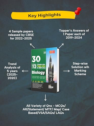 Image of 30 New Syllabus Chapter-wise, Topic-wise & Skill-wise CBSE Class 12 Biology Previous Year Solved Papers (2013 - 2025) & Sample Papers (2022 - 2025) 3rd Edition | PYQs for 2026 Exam