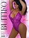 Buitifo Damen Spitze Bodysuit EIN Stück Babydoll Rückenlos Mini Teddy V-Ausschnitt Dessous(Violett T1,XL)