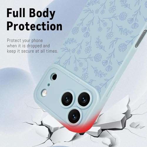 Lovmooful Compatible for iPhone 17 Pro Max Case Cute Flower Floral with Color Design for Girls Women Soft TPU Shockproof Protective Girly for iPhone 17 Pro Max Case-Blue by Lovmooful - Image 5