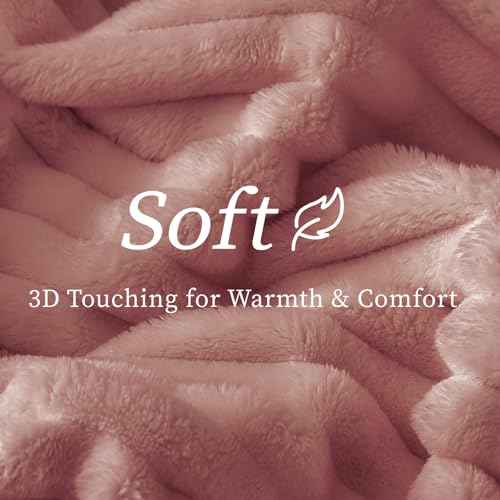 Image of BEDELITE Ribbed Twin Blanket for Couch & Bed, Dusty Pink, 60 inchx80 inch