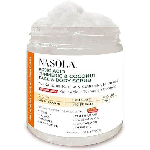 Nasola Kojic Acid Turmeric & Coconut Face and Body Sugar Scrub for Deep Cleansing & Exfoliating Wash Cover