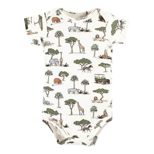 Image of Hudson Baby Unisex Baby Cotton Bodysuits, Going On Safari 5-Pack, 3-6 Months