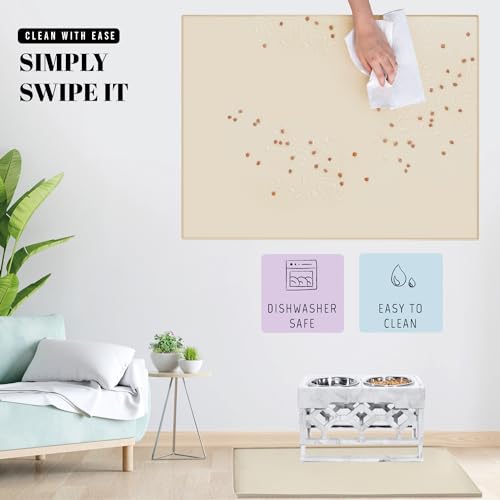 AVERYDAY Tapete de alimentação para cães 81 x 61 cm GG 1,6 cm bordas levantadas tapete para tigela d