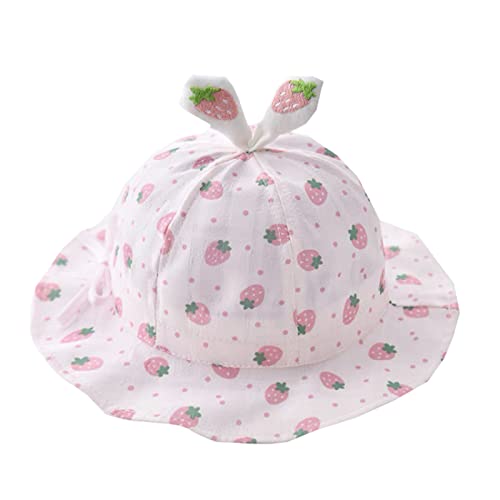 Preemie Girl Hats Infant Hat Summer Sun Hat Girl Breathable Large Brim Hat Fisherman Hat Sunscreen Sun (Pink, One Size) - Main Image