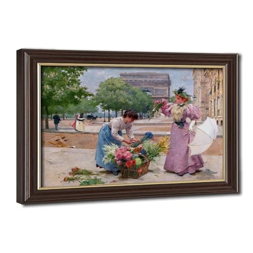 Impression sur toile The Flower Seller Schryver cadre suspendu 61x91