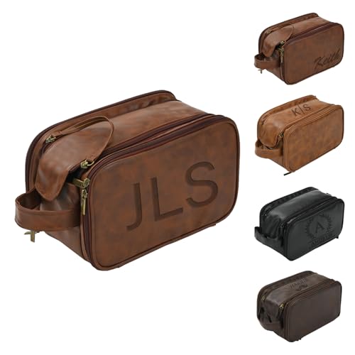 Personalized Men's Leather Toiletry Bag | Customized Dopp Kit for Men | Waterproof Shaving Kit | Groomsmen Gift | Waterproof Leather Toiletry Bag | Men's Shaving Kit,Father's Day, Birthday,Wedding