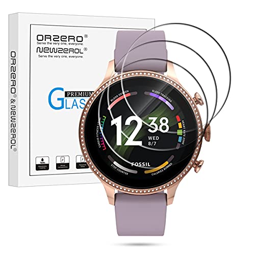 Orzero (3 Pack) Tempered Glass Screen Protector Compatible for 2021 Fossil Gen 6 42mm 44mm, Michael Kors Gen 6 Bradshaw 2021, High Definition 2.5D Arc Edges 9H Bubble-Free