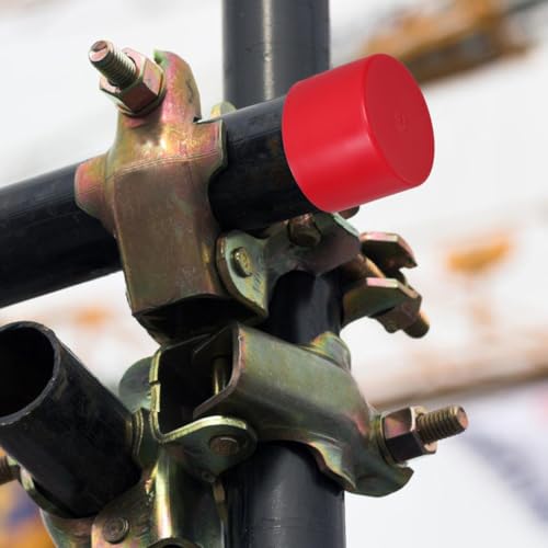 ARTIBETTER 10 Stück Gerüstrohrhülse Gerüstrohr Schutzkappen Stahlrohr Endkappen Bau Schutzkappen Sicherheitskappen Gerüst Gerüstrohr Zubehör Plastische Endkappen Endkappe aus Metall Sport rot