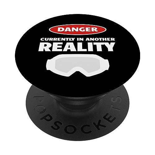 Lustiges Gamer Danger Currently In Another Reality VR T-Shirt PopSockets mit austauschbarem PopGrip