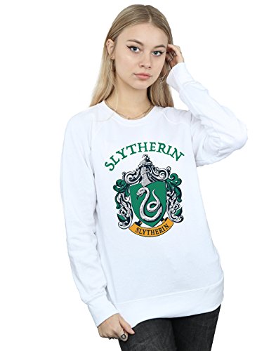 Harry Potter Women's Slytherin Crest Sweatshirt White Small