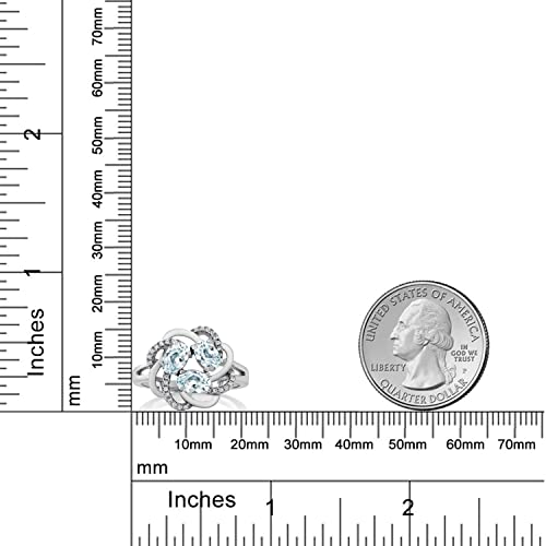 Gem Stone King Flower Blossom Gemstone Birthstone Ring in 925 Sterling Silver | 3-Stone Oval 6X4MM with Sparkling Accents | Wedding Anniversary Engagement Promise Ring for Women | Sizes 5-93