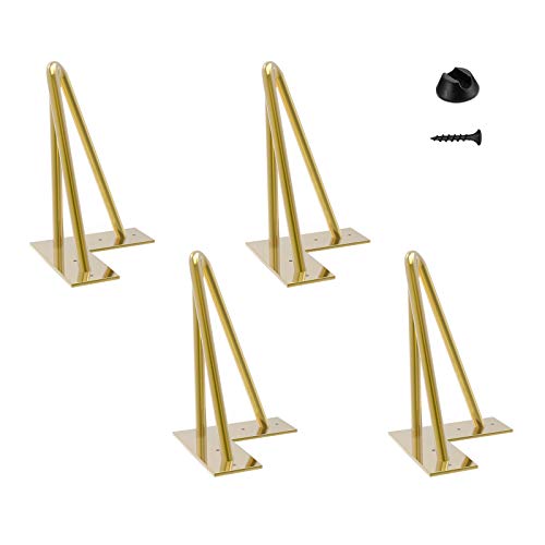4 Patas Mesa Patas Hairpin Patas a Horquilla Para Mesa de Acero Patas Muebles Robustas Con Tornillos y Bases Protectoras