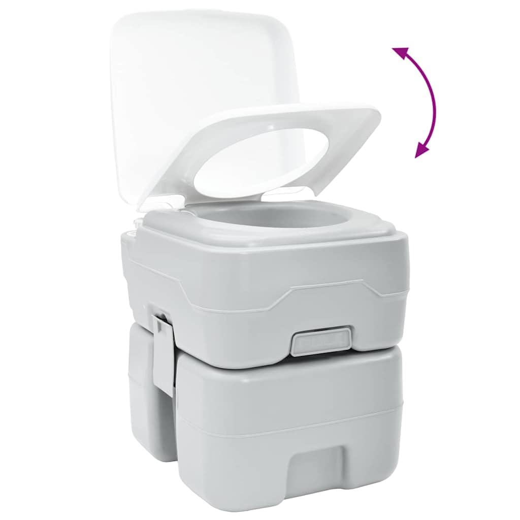 Inodoro portátil de viaje de HDPE para camping, aventura al aire libre, para autocaravana, Vanlife y jardín, 41,5 x 36,5 x 42 cm, gris