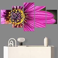 SIGNWIN 5 Panel Canvas Wall Art Botanical Chic Closeup Expressive Multicolor Photography Realism Ultra for Home Decorations Ready to Hang - 60