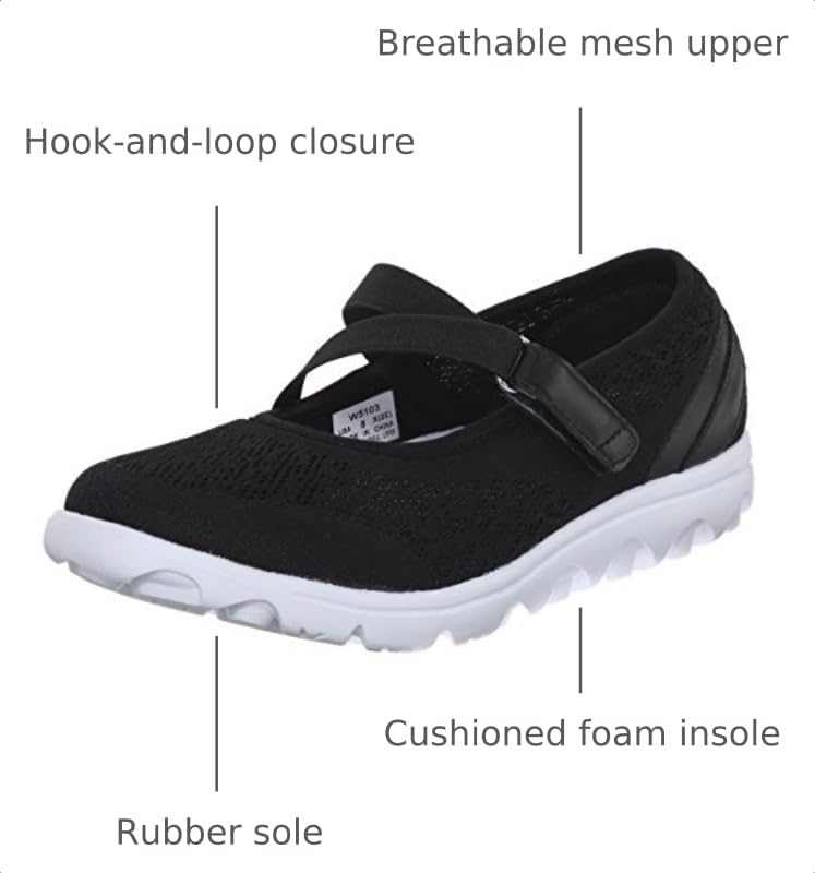 Image of Propet Womens TravelActiv Mary Jane Flats Casual - Black