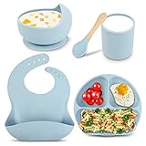 vajilla de loza bebe 🥣【Fácil de Limpiar】 el juego de platos para niños tiene una superficie lisa e impermeable, que es fácil de limpiar, fácil de limpiar y también apto para lavavajillas, lo que reduce la carga para la familia materna. Alta dureza y elasticidad, plegable, no se deformará cuando se tire, peso ligero y plegable, también ideal para viajar y acampar. Es ideal para regalos de cumpleaños, Navidad, Año Nuevo, nacimiento y etc. para su hija, hijo, nieta y nieto.