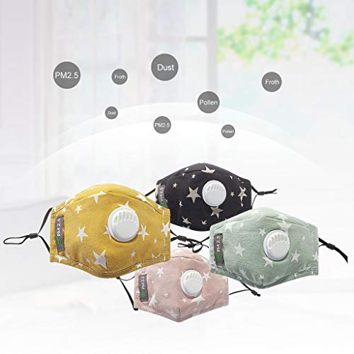 Bandanas de rosto de tecido lavável vxiong, estampa de estrelas, algodão reutilizável com válvulas e