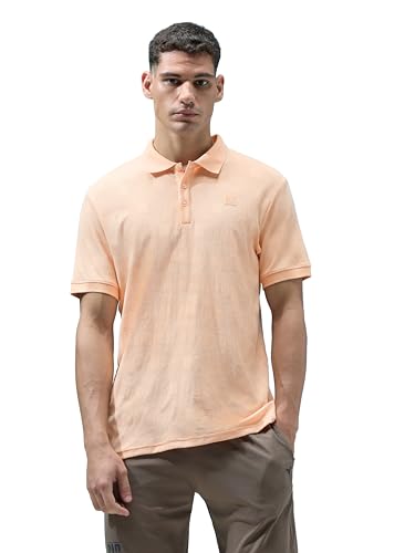 Image of TECHNOSPORT Men's Slim Fit Jacquard Textured Polo Sports T-Shirt with Cotflex, UPF50+ for Regular use