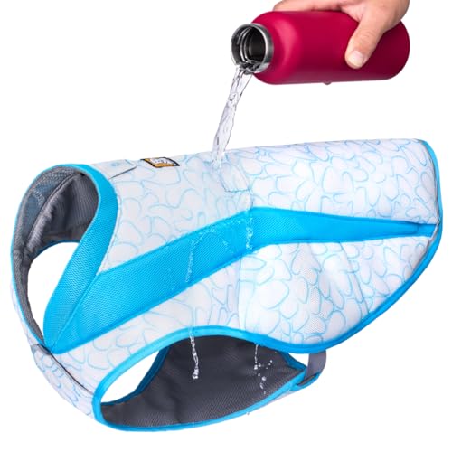 RUFFWEAR Hunde-Kühlweste Swamp Cooler™ Vest, SPF 50+, Maximale Abdeckung, kühlende Abdeckung mit Gurtzeug/Bleiportal, Sonnenschutz, um Haustiere kühl zu halten, Biolumin Blue, Large, 81-91 cm