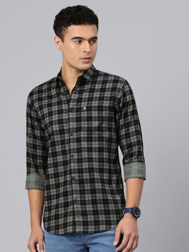 Image of Majestic Man Men Small Checkered Slim Fit Cotton Casual Shirt