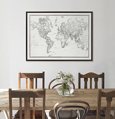 Kate and Laurel Sylvie Vintage Black and White World Map Framed Canvas Wall Art by The Creative Bunch Studio; 28x38 Brown; Travel Adventure Map Art Wall Décor by Kate and Laurel - Used condition - Image 6