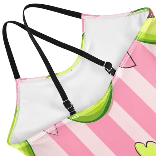 Cute Green Funny Avocado Girl Bathing Suits 3-10T Girls Athletic Swimsuit, Beach Swim Suits Kids4